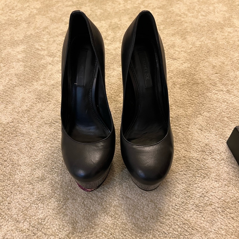 Black high heels with wooden platform (5inch heel 1.5 platform)